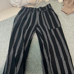 flowy pants, black with white strips